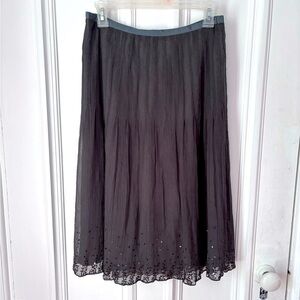J Crew 100% Silk Knee Length Sheer Lined Pleated Fairy Skirt Midi Size 0